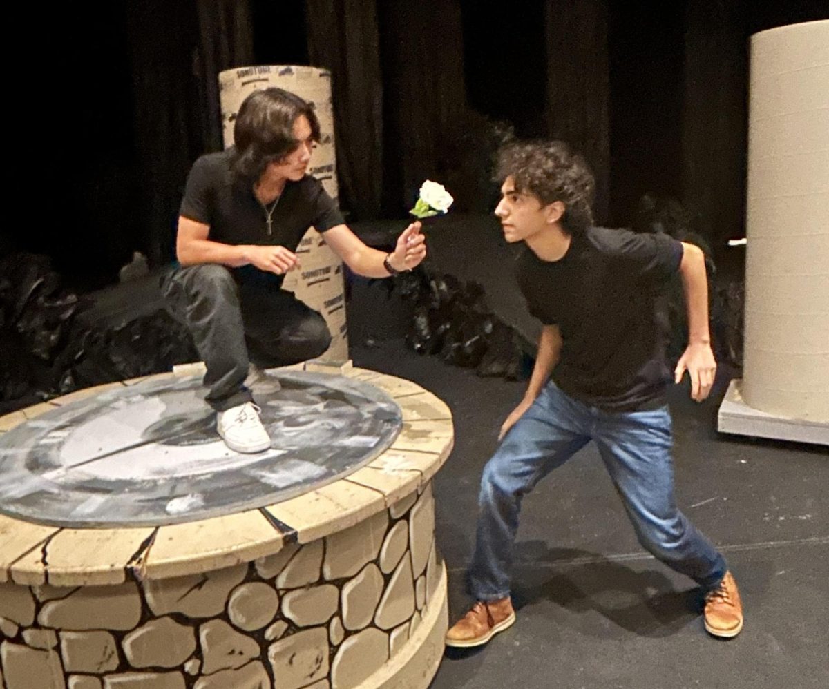 Caleb Vang as Oberon and Alexander Brown as Puck rehearse “A Midsummer’s Night Dream” at Stillwater Area High School. 