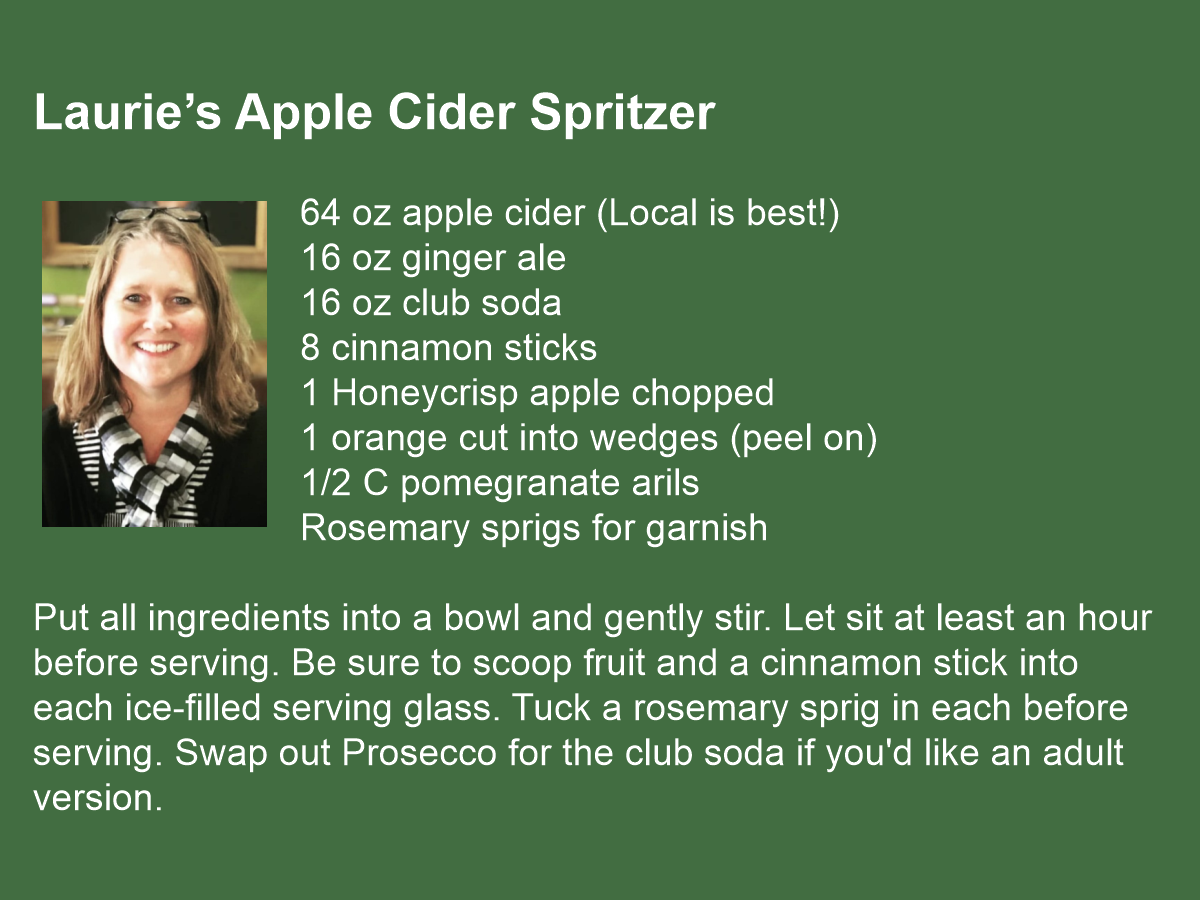 Woodbury’s own gourmet is offering this recipe for a refreshing drink for holiday guests.