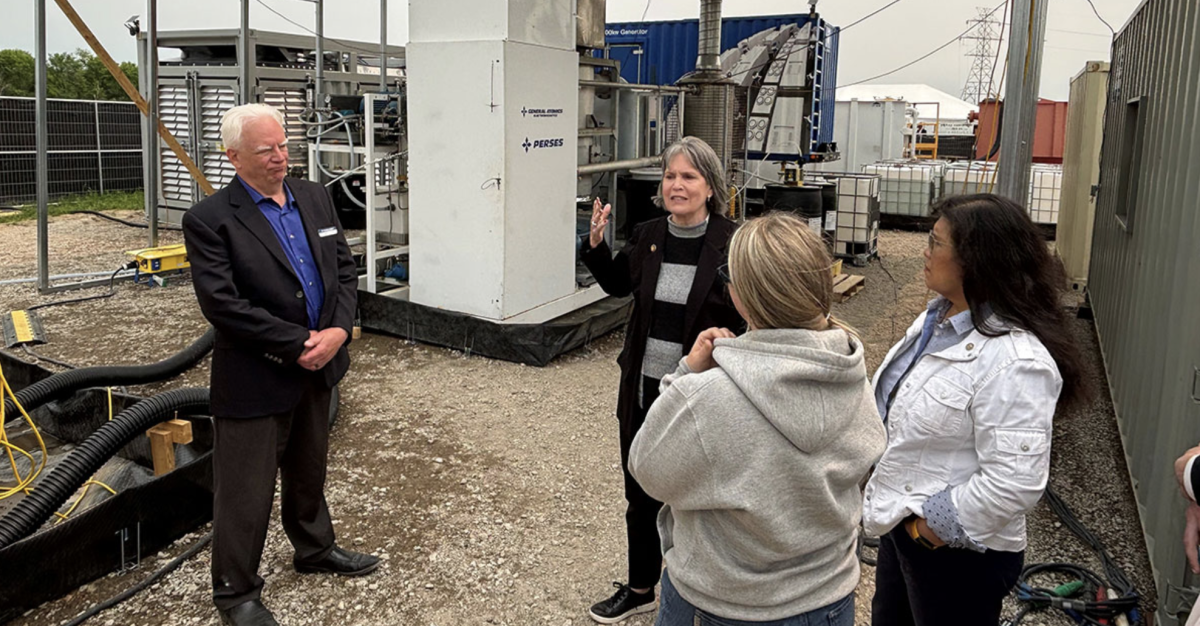 U.S. Rep. Betty McCollum at the PFAS destruction demonstration site in Lake Elmo on May 30. Photo: Courtesy of McCollum's office. 