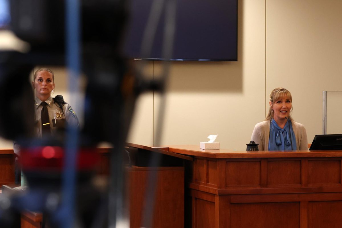 Sen. Nicole Mitchell testifies on her own behalf at her criminal trial in Becker County. Photo: Pool via The Forum of Fargo-Moorhead.