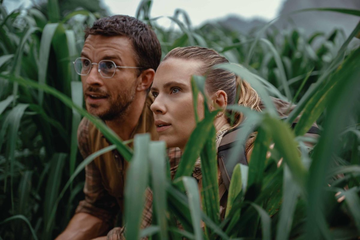 Jonathan Bailey and Scarlett Johansson star in “Jurassic World: Rebirth.” Photo: Universal Pictures