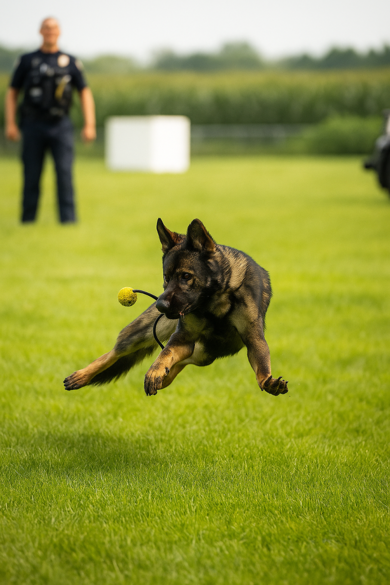 K9 Viktor trains with Officer Andrew Mattson. Photo: Contributed.