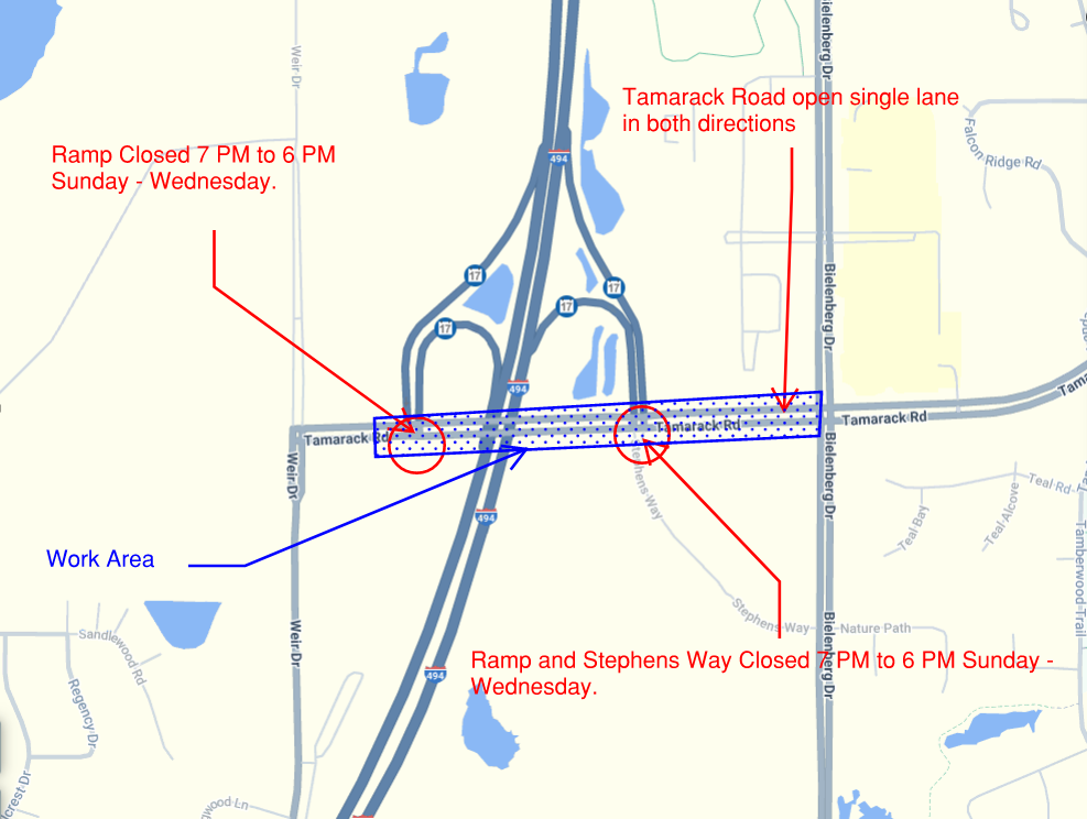 Impacts on Tamarack Road. Graphic: City of Woodbury