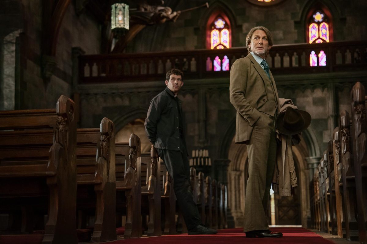 Josh O'Connor, left, and Daniel Craig in "Wake Up Dead Man: A Knives Out Mystery." Photo courtesy of Netflix.
