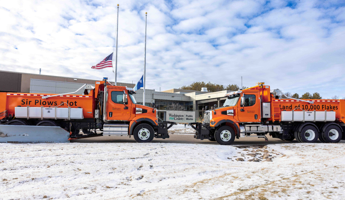 Two Washington County snowplows that won the previous naming competition (Courtesy of Washington County)