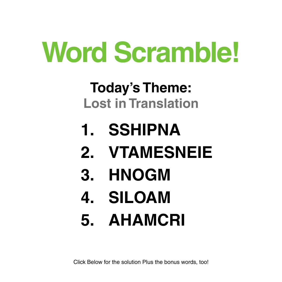 Word Scramble 54: Lost in Translation