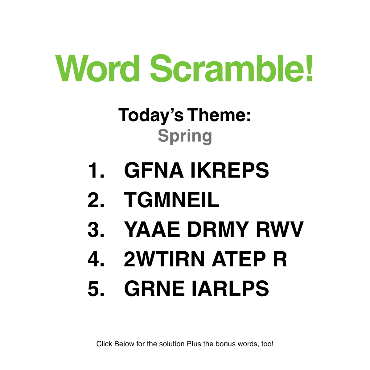 Word Scramble 64: Spring