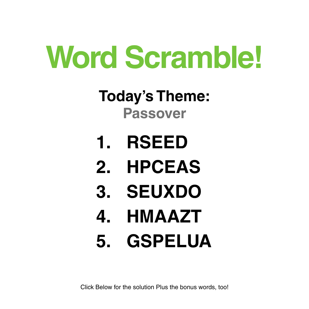 Word Scramble 65: Passover