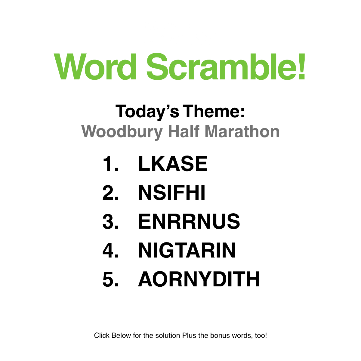 Word Scramble 69: Marathon